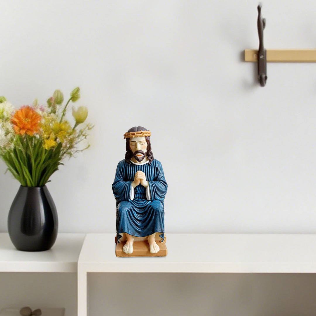 Christianartworkshop Classic Resin Praying Jesus with Thorn Crown Figure: A Timeless Faithful Companion for Home & Office - image 2
