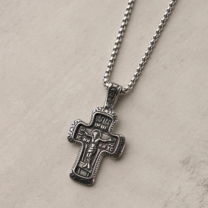 Christianartworkshop Antique-Style Orthodox Cross Pendant Necklace with Double-Sided Reliefs - image 6