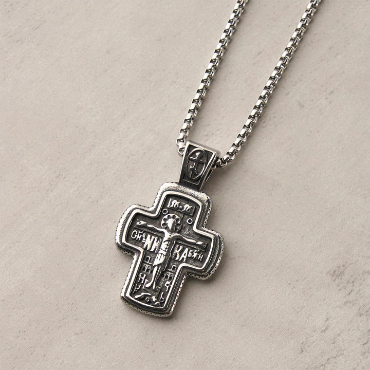 Christianartworkshop Antique-Style Orthodox Cross Pendant Necklace with Double-Sided Reliefs - image 14