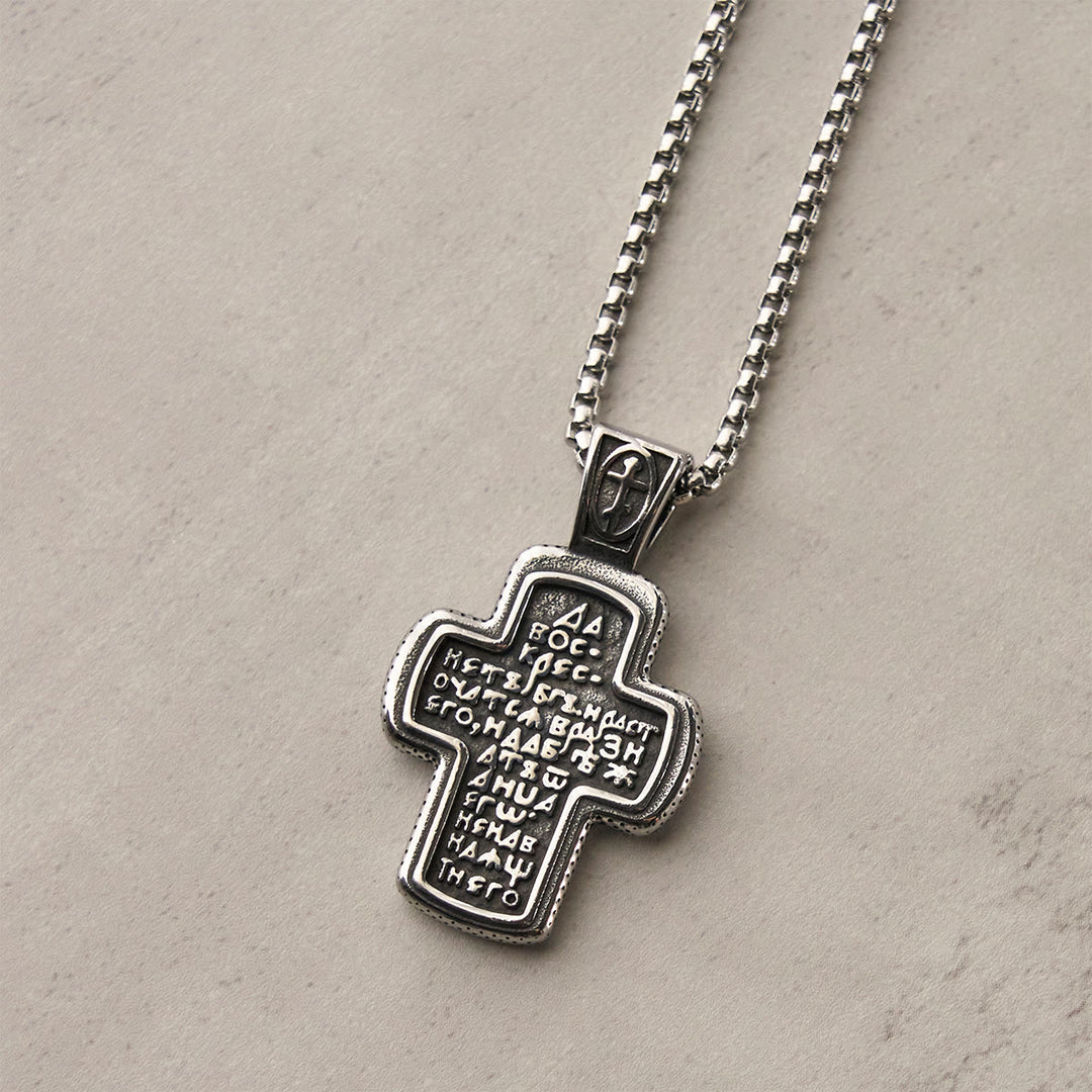 Christianartworkshop Antique-Style Orthodox Cross Pendant Necklace with Double-Sided Reliefs - image 15