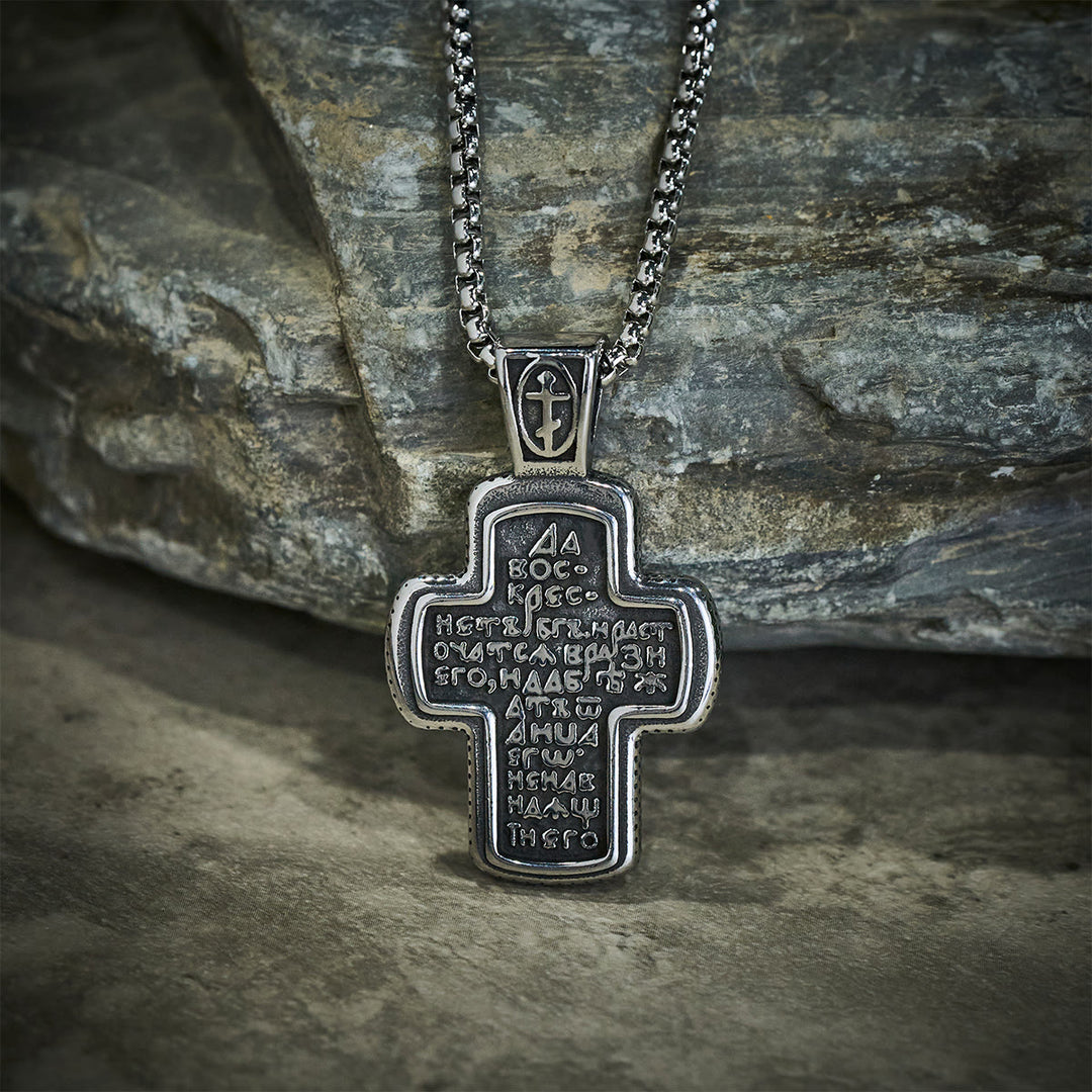 Christianartworkshop Antique-Style Orthodox Cross Pendant Necklace with Double-Sided Reliefs - image 11