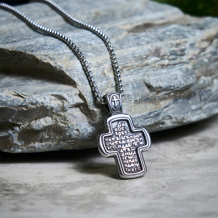 Christianartworkshop Antique-Style Orthodox Cross Pendant Necklace with Double-Sided Reliefs - image 9