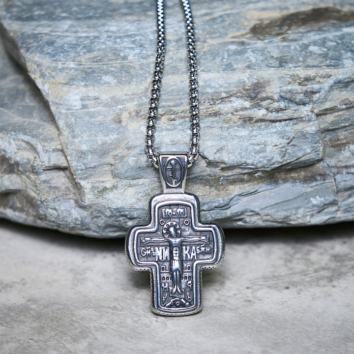 Christianartworkshop Antique-Style Orthodox Cross Pendant Necklace with Double-Sided Reliefs - image 13