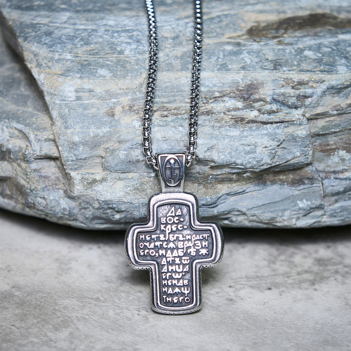 Christianartworkshop Antique-Style Orthodox Cross Pendant Necklace with Double-Sided Reliefs - image 12