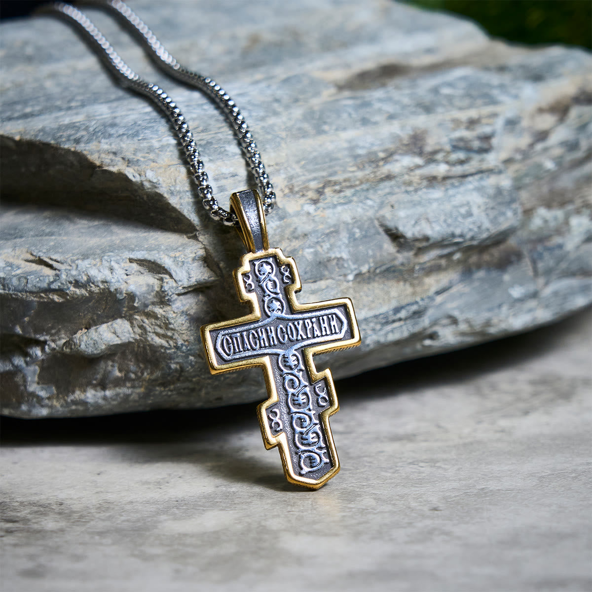 Two-Color Orthodox Crucifix Necklace – Christian Jewelry with