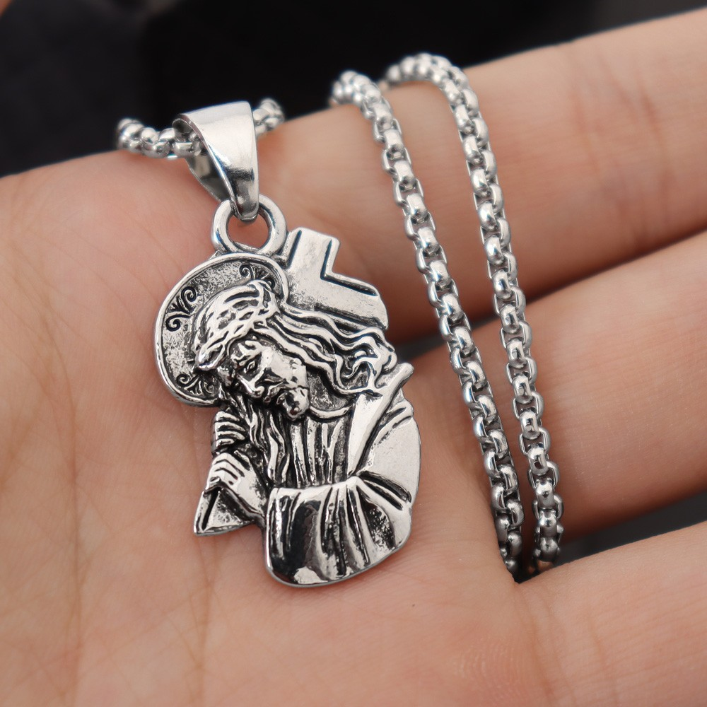 Christianartworkshop Classic Jesus with Crown of Thorns Cross Pendant Necklace: Soul Meets Blessing - Jesus - image 0