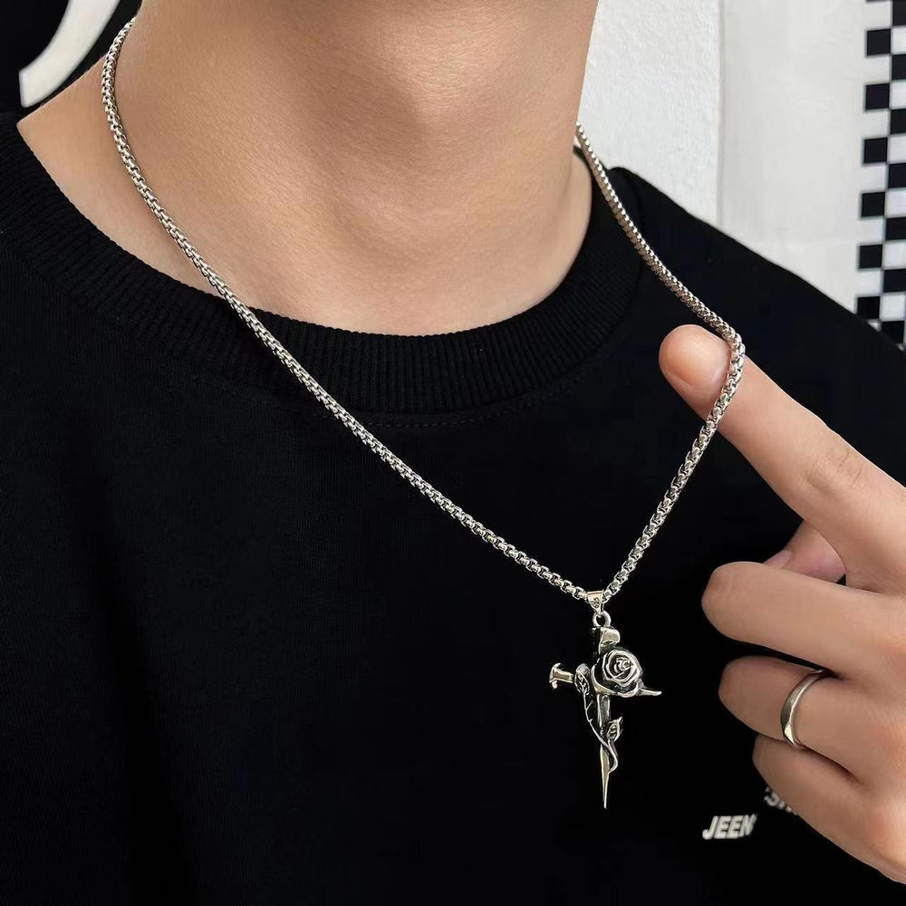 Christianartworkshop Rose Wrapped Cross Faith Necklace with Gothic Floral Design - image 1