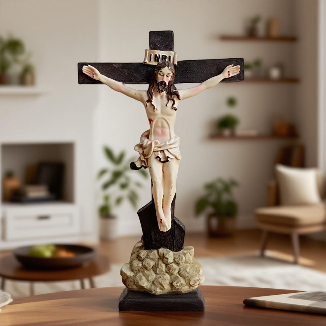 Christianartworkshop Classic Resin Crucifix Desktop Ornament: Timeless Symbol of Faithful Devotion - image 0