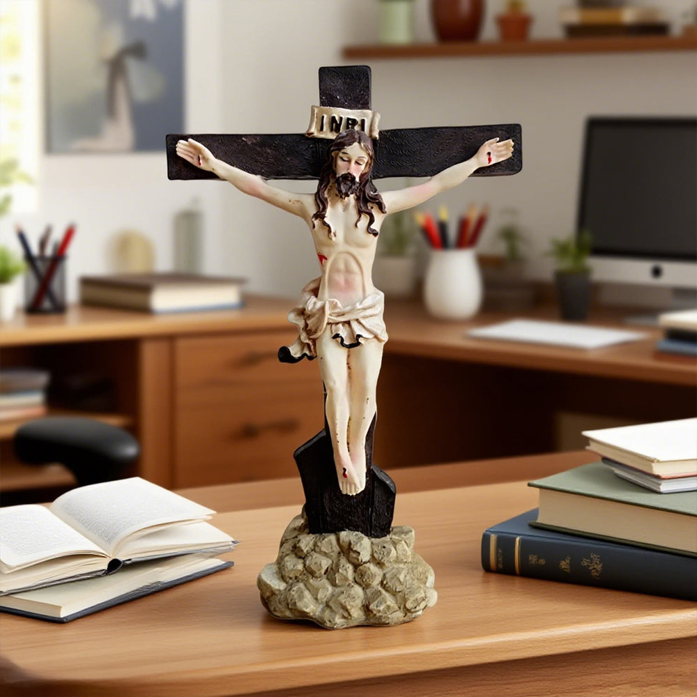 Christianartworkshop Classic Resin Crucifix Desktop Ornament: Timeless Symbol of Faithful Devotion - image 1