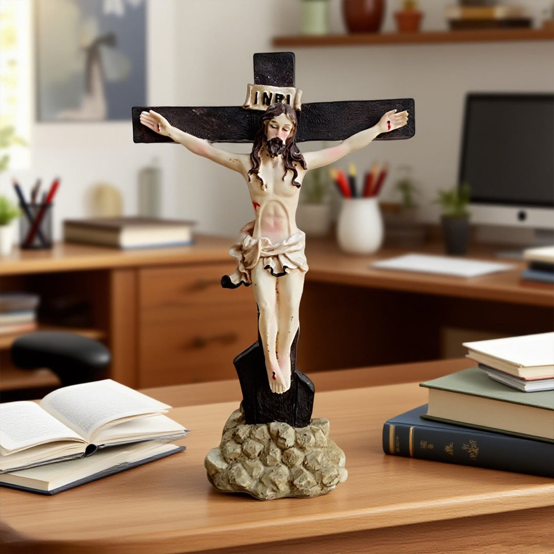 Christianartworkshop Classic Resin Crucifix Desktop Ornament: Timeless Symbol of Faithful Devotion - image 1