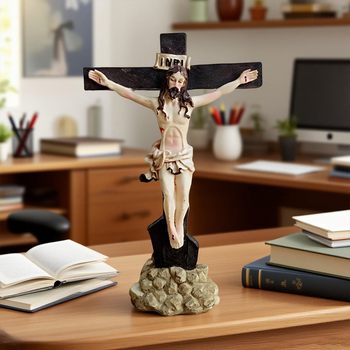 Christianartworkshop Classic Resin Crucifix Desktop Ornament: Timeless Symbol of Faithful Devotion - image 1