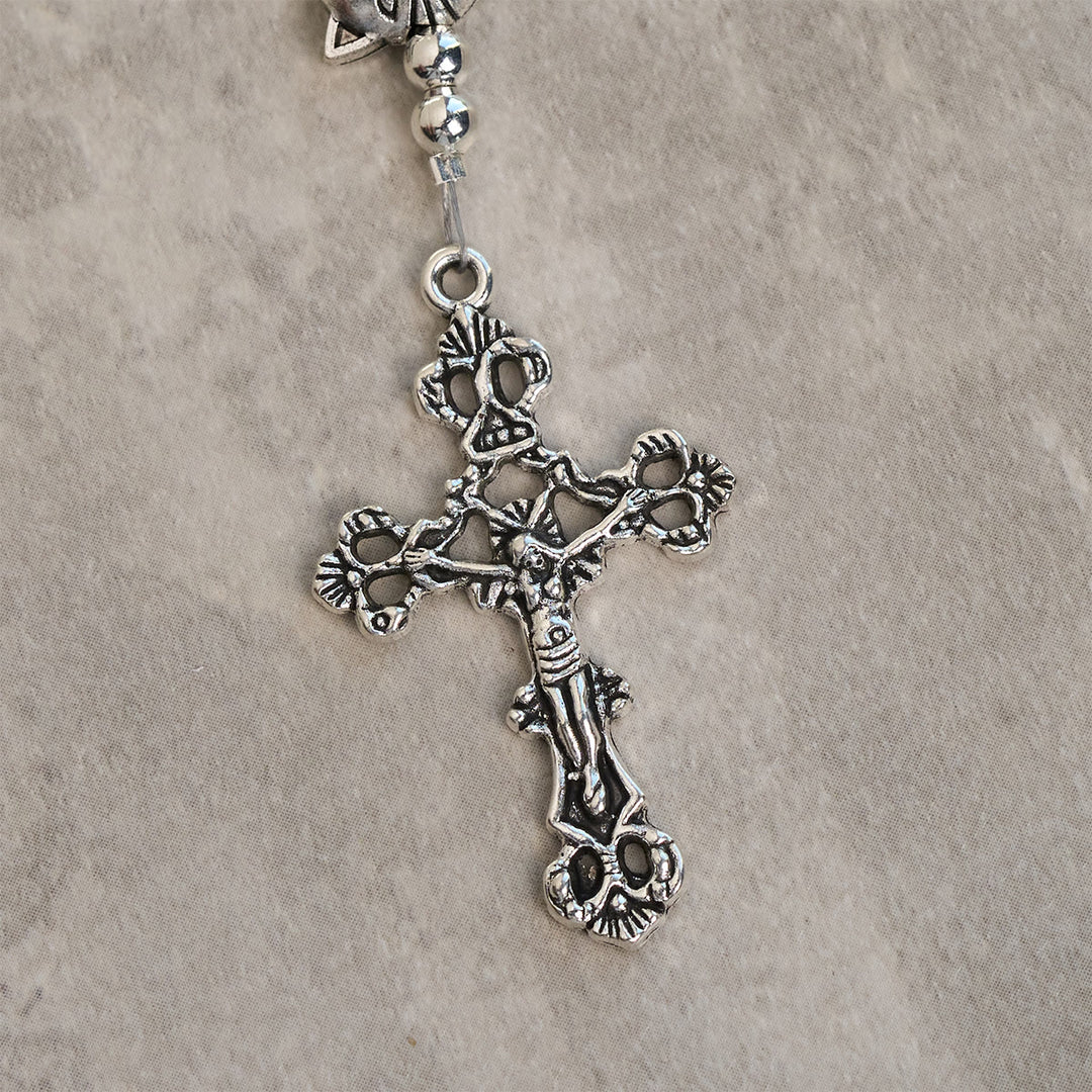 Christianartworkshop Orange & White Quartz with Cat Face Stainless Steel Charms of Orange Tabby Animal Rosary - image 9