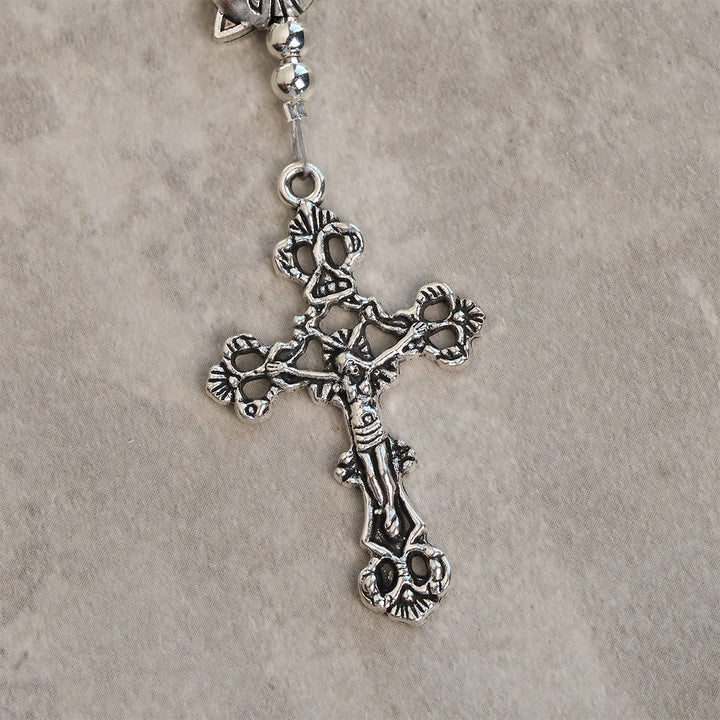 Christianartworkshop Orange & White Quartz with Cat Face Stainless Steel Charms of Orange Tabby Animal Rosary - image 9