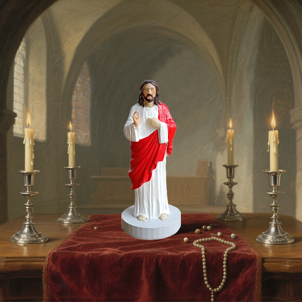 Christianartworkshop Vintage Resin Red - Robed Jesus Desktop Accent: Precious Keepsake of Everlasting Catholic Love - image 1