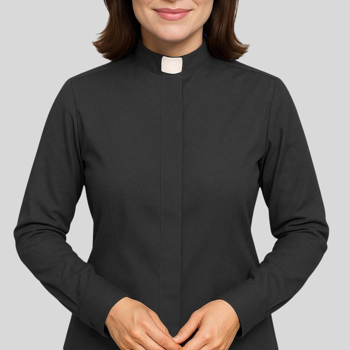 Christianartworkshop Modern Unisex Clergy Shirt with White Tab Collar: Elegant Black Faithwear - image 7