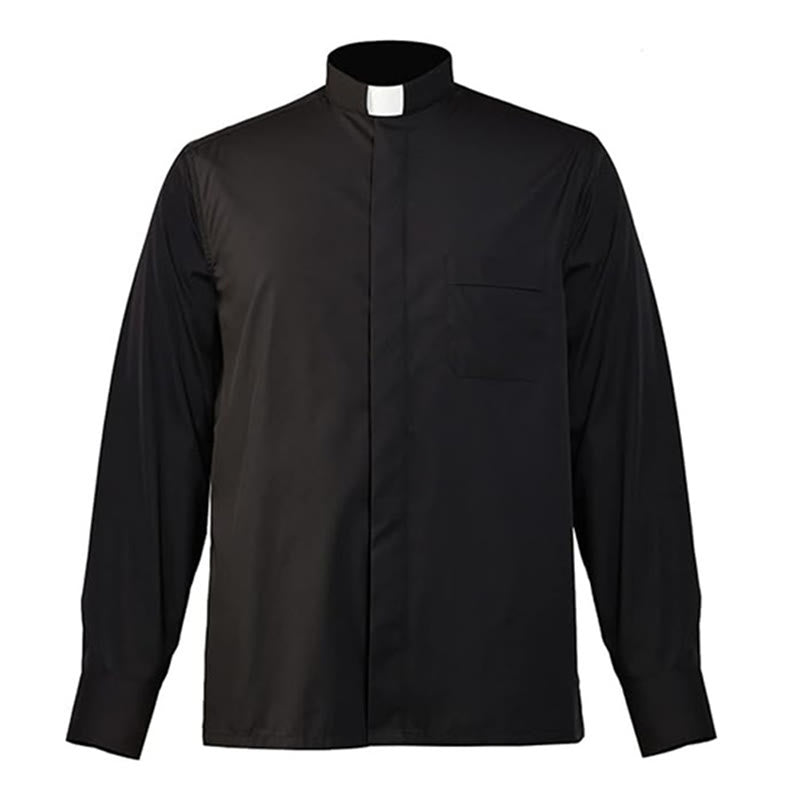 Christianartworkshop Modern Unisex Clergy Shirt with White Tab Collar: Elegant Black Faithwear - image 8