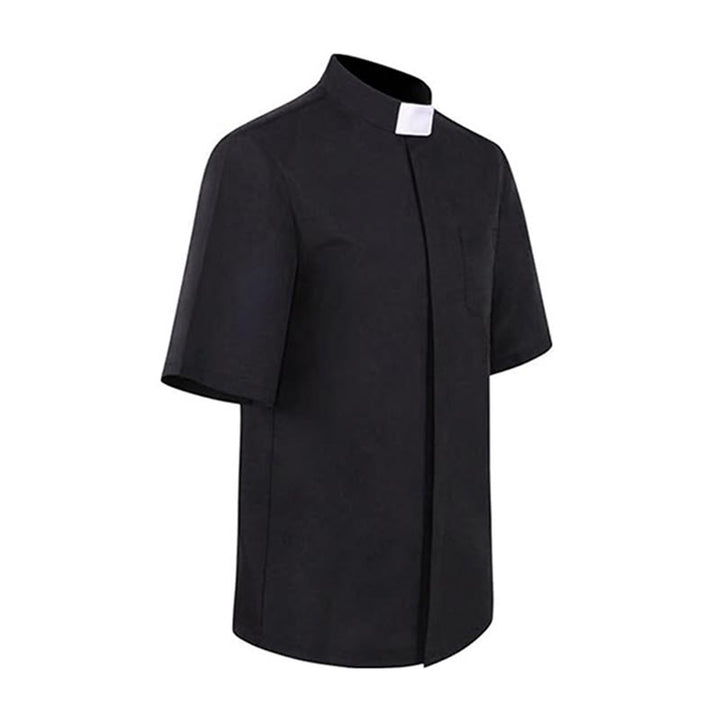 Christianartworkshop Modern Unisex Clergy Shirt with White Tab Collar: Elegant Black Faithwear - image 5