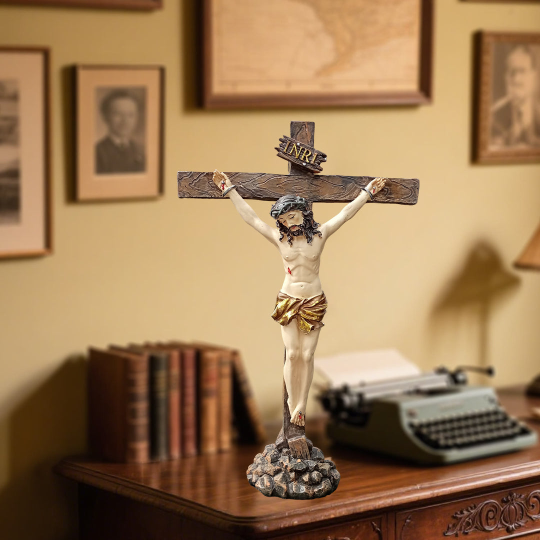 Christianartworkshop Minimalist Resin Crucifix Jesus Ornament: Unique Sign of Understated Religious Reverence - Resin - image 0