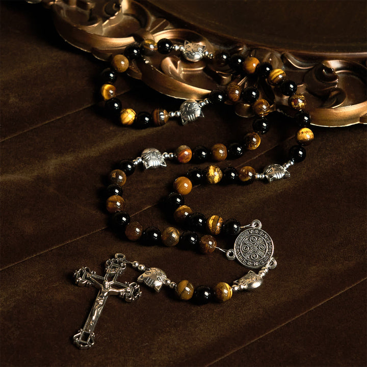 Christianartworkshop Faithful Tabby Cat with Brown Black Beads for Loving Prayer Animal Rosary - image 2
