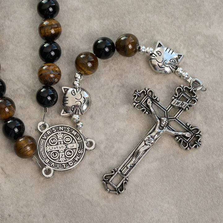 Christianartworkshop Faithful Tabby Cat with Brown Black Beads for Loving Prayer Animal Rosary - image 8