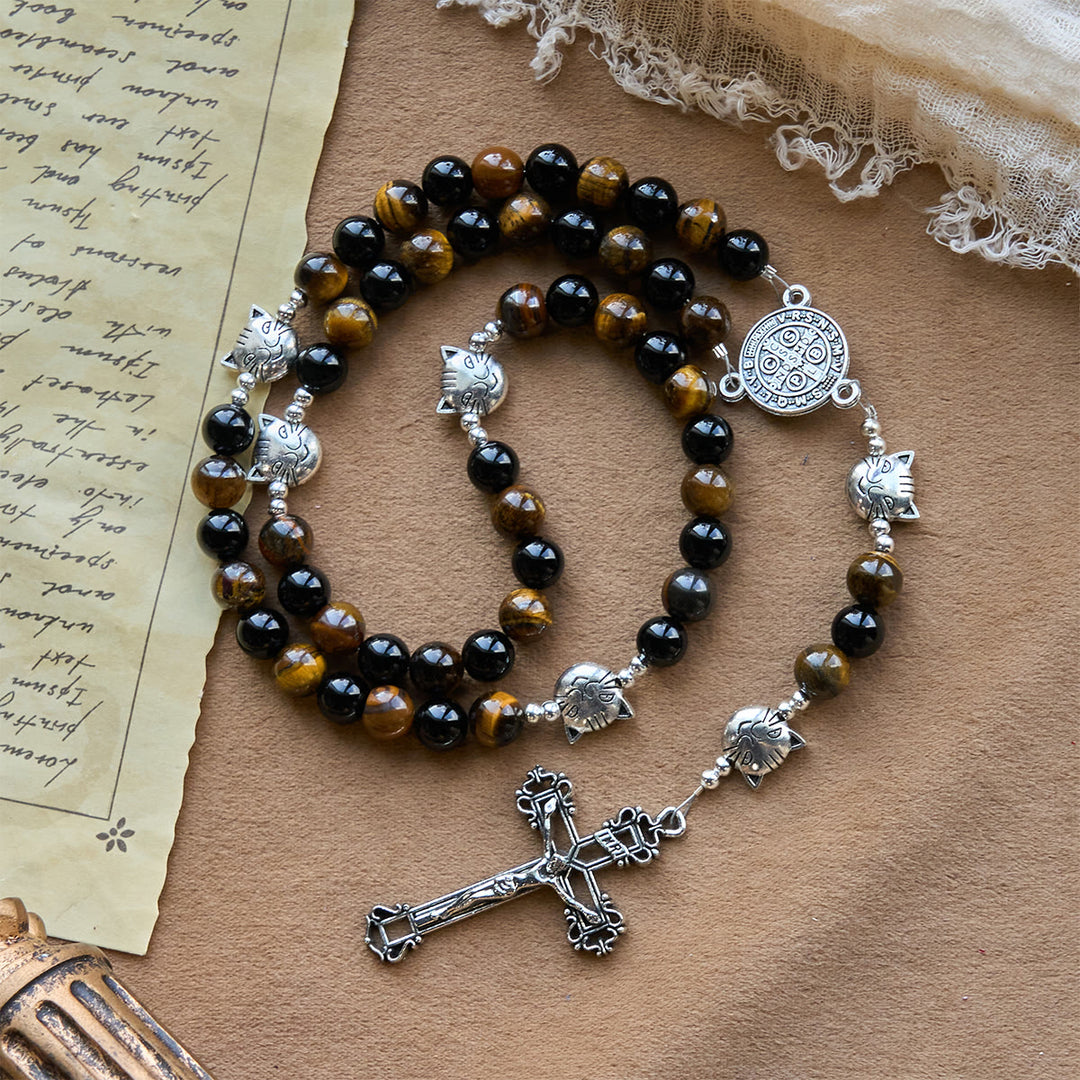 Christianartworkshop Faithful Tabby Cat with Brown Black Beads for Loving Prayer Animal Rosary - image 5