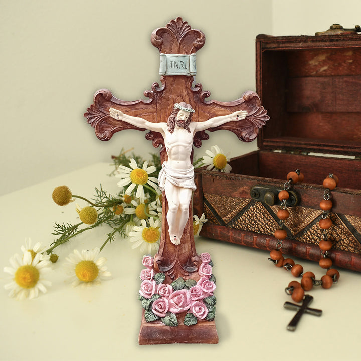 Christianartworkshop Classic INRI - Inscribed Crucifix Ornament: A Graceful Expression of Devout Belief - Resin - image 0