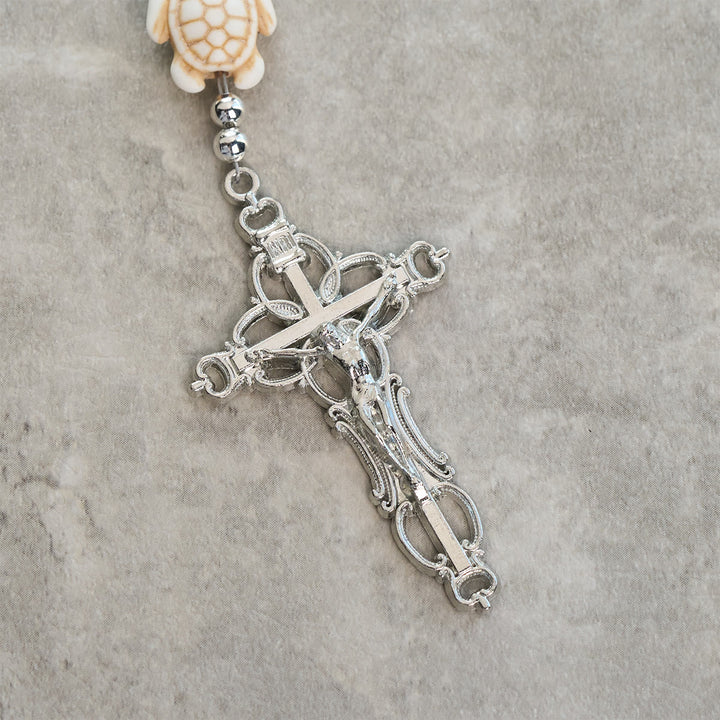 Christianartworkshop Divine Care Turtle with Warm Yellow Beads and Our Lord's Mercy Animal Rosary - image 8