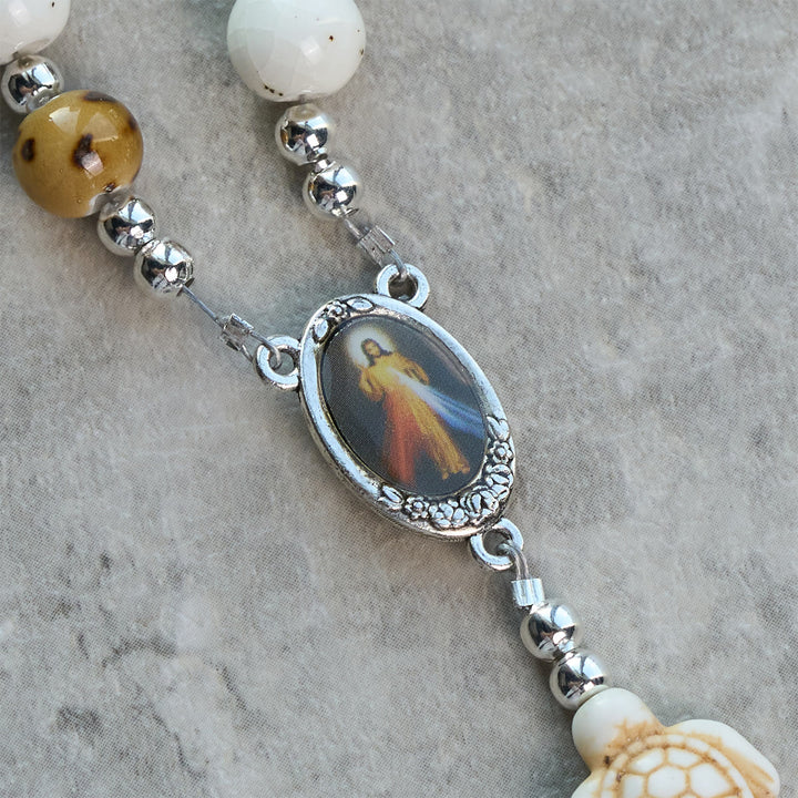 Christianartworkshop Divine Care Turtle with Warm Yellow Beads and Our Lord's Mercy Animal Rosary - image 7