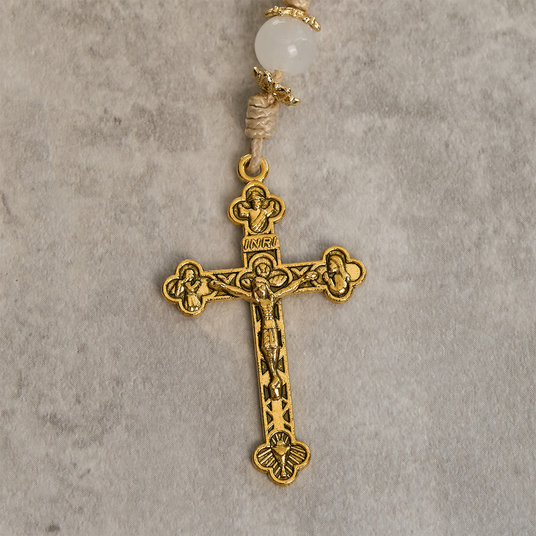 Christianartworkshop Elegant Persian Pink and Black Jade Beads Rosary with Our Lady's Blessing - image 8