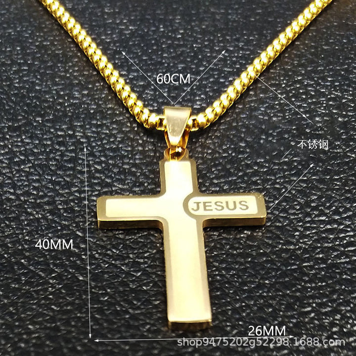 Christianartworkshop Minimalist Cross Necklace with "JESUS" Detail: Understated Expression of Faith - image 4
