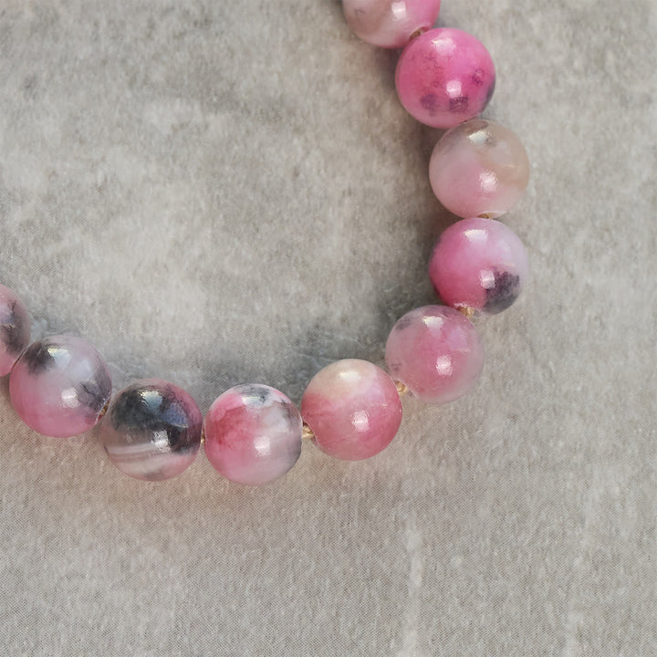 Christianartworkshop Persian Pink Jade Beads Portable Rosary Keychain with Bronze Crucifix - image 3
