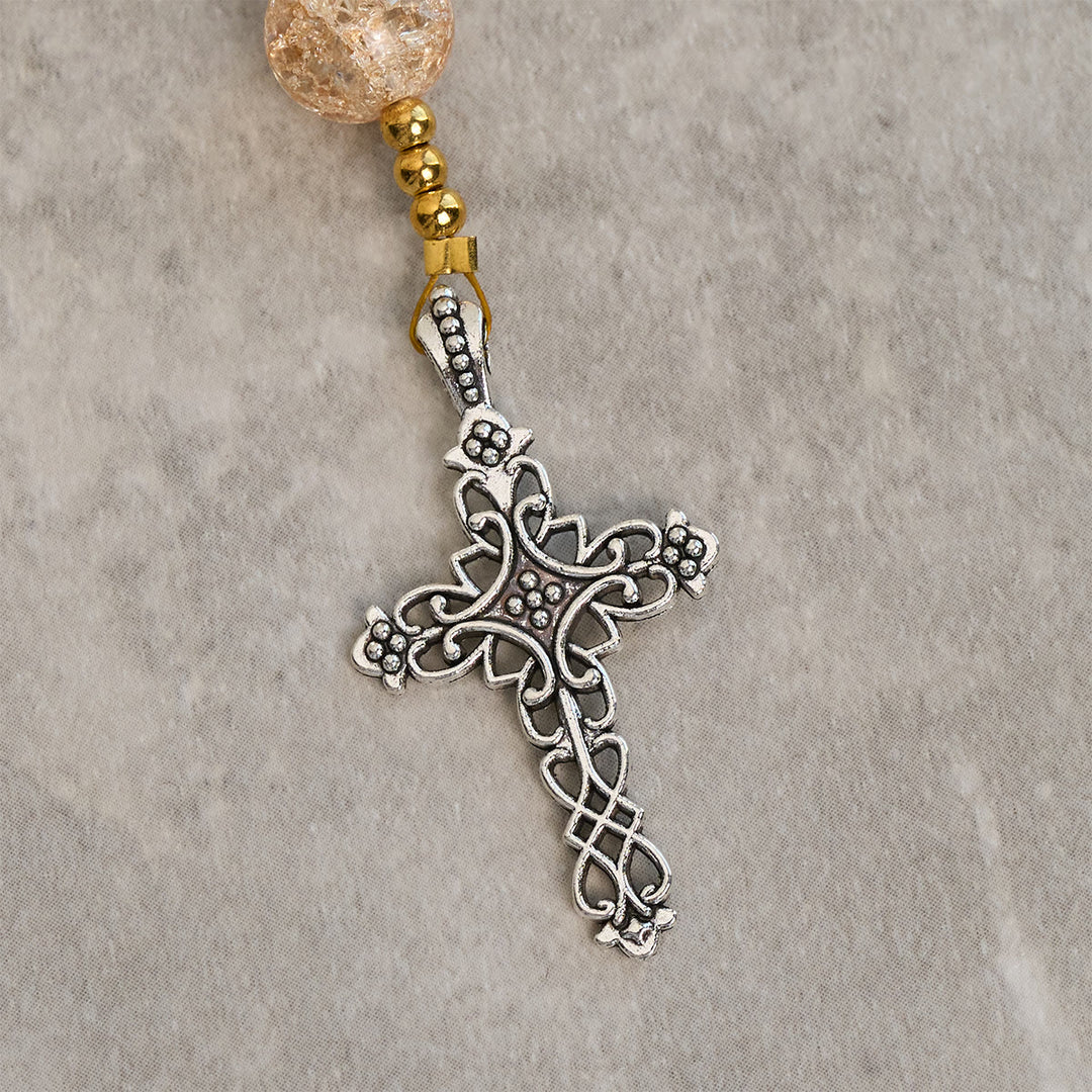 Christianartworkshop Rainbow Light 8mm Crackle Glass Beads Rosary with Our Lady & Cross - image 7