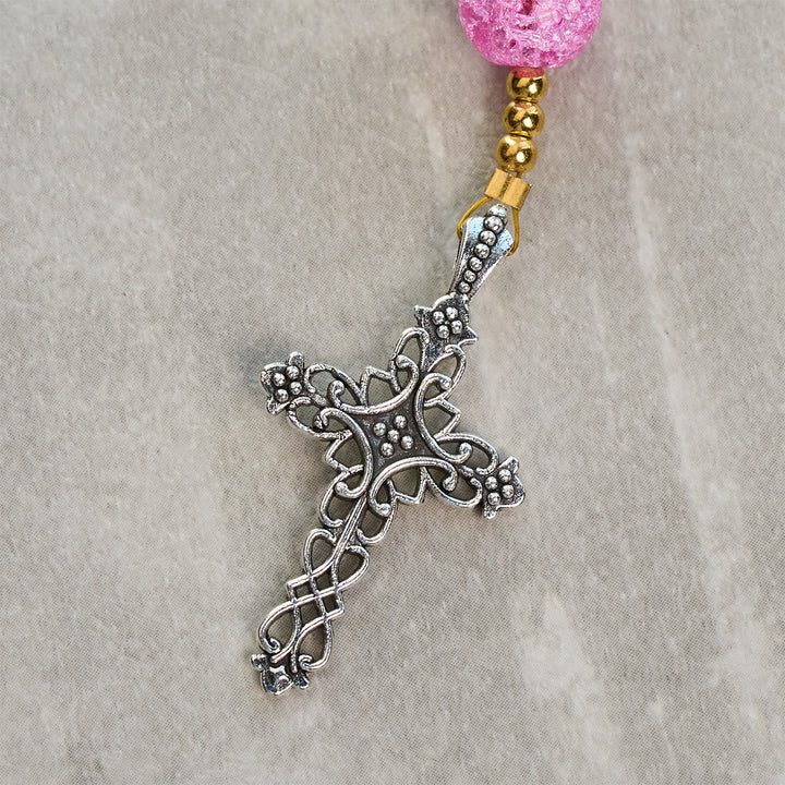 Christianartworkshop Divine Harmony Radiance Blue-Red Crackle Beads Rosary with Cross of Faith - image 6