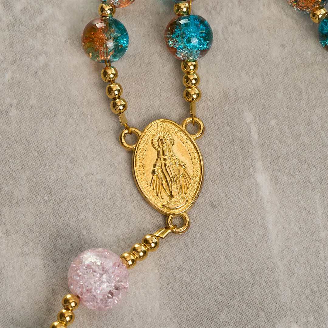 Christianartworkshop Divine Harmony Radiance Blue-Red Crackle Beads Rosary with Cross of Faith - image 8