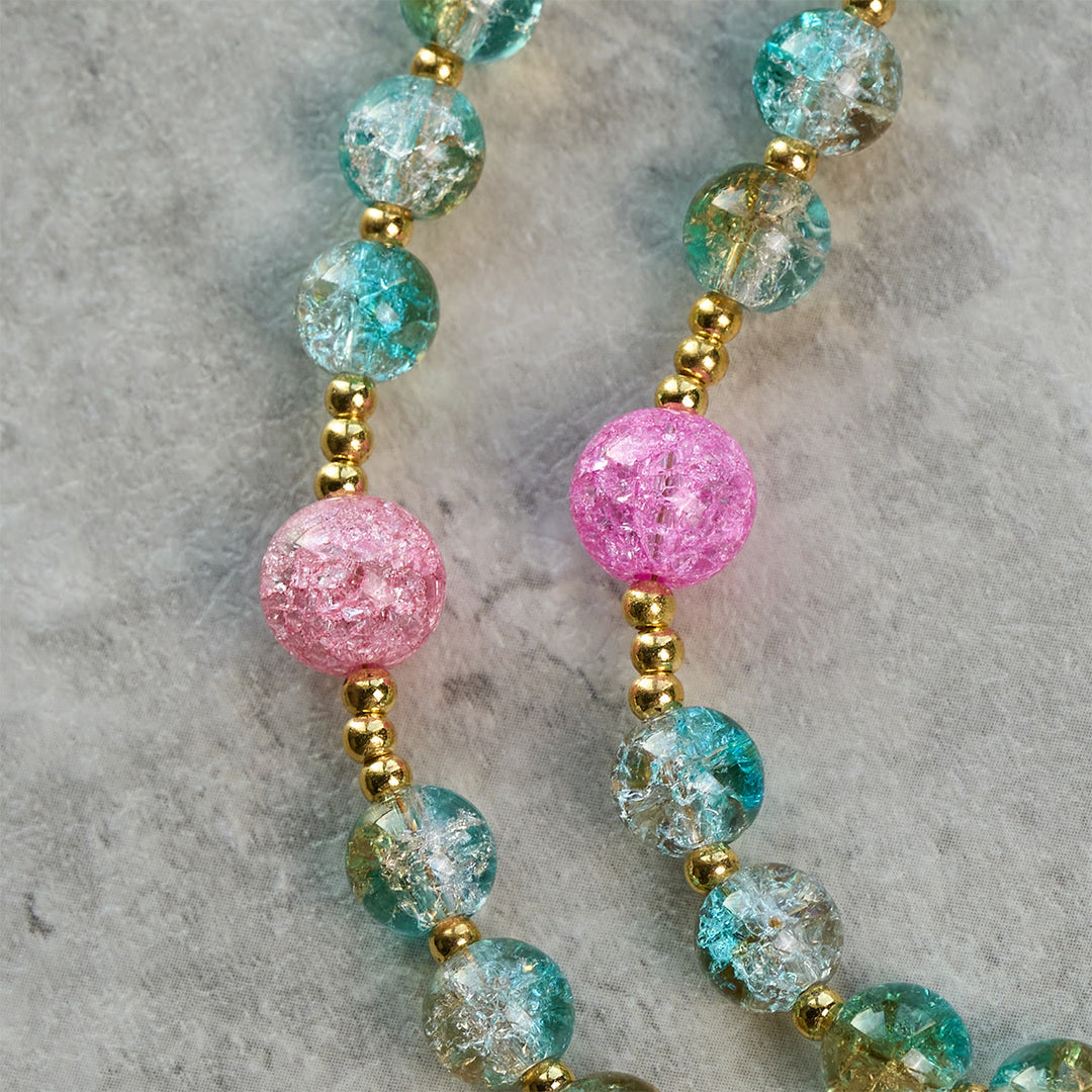 Christianartworkshop Glittering 8mm Ocean-Inspired Crackle Glass Rosary with Our Lady Medal - image 6