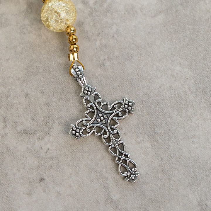 Christianartworkshop Glittering 8mm Ocean-Inspired Crackle Glass Rosary with Our Lady Medal - image 8