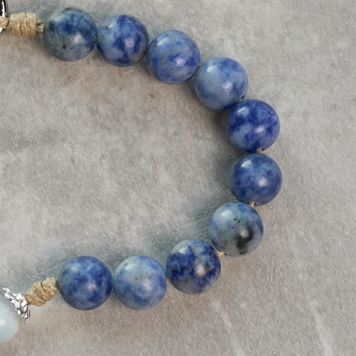 Christianartworkshop Portable Blue Jade Prayer Rosary Keychain