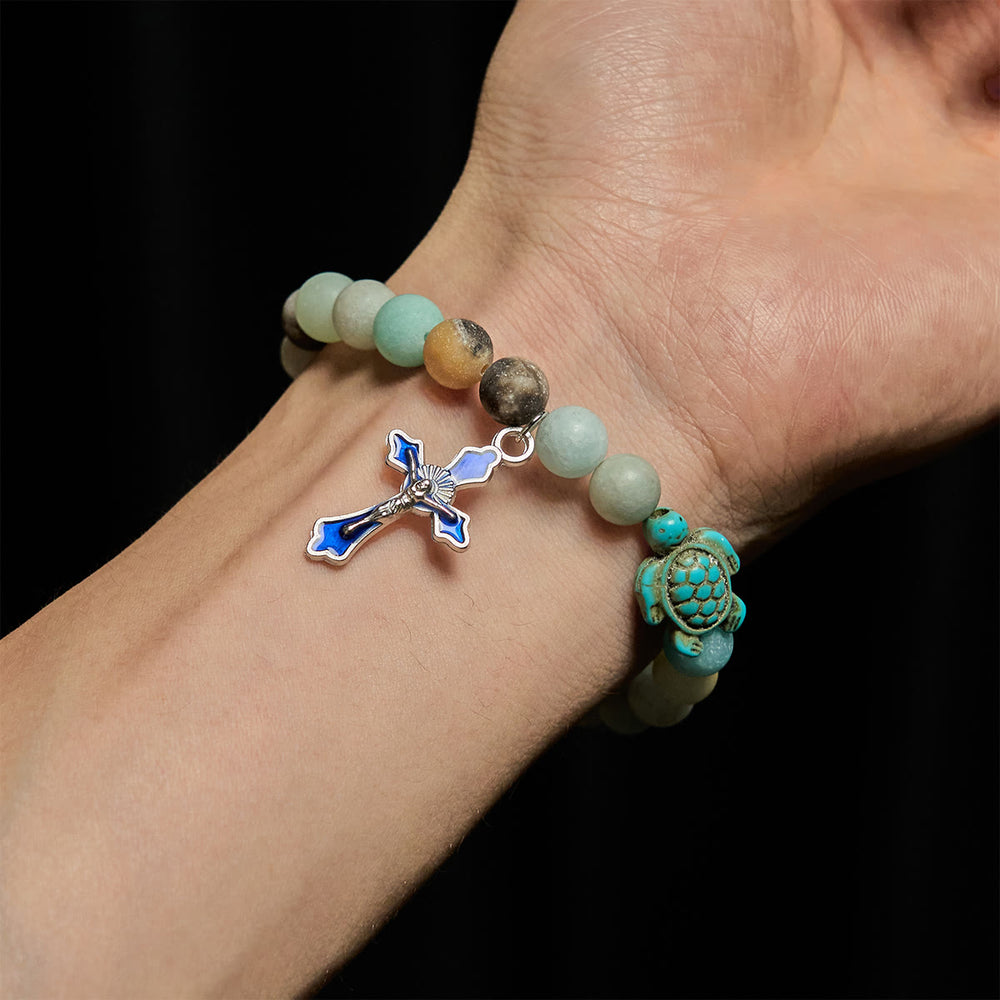 Christianartworkshop Ocean's Faith with Multicolored Natural Stone & Turtle Charm Animal Bracelet - image 1