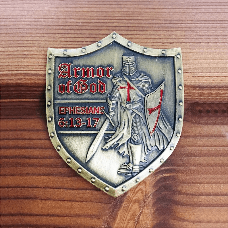 Christianartworkshop Classic Style Armor of God Shield Challenge Coin with Ephesians 6:13–17 - image 2