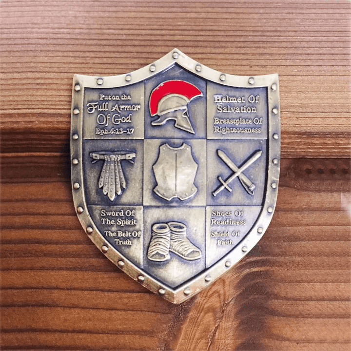 Christianartworkshop Classic Style Armor of God Shield Challenge Coin with Ephesians 6:13–17 - image 3