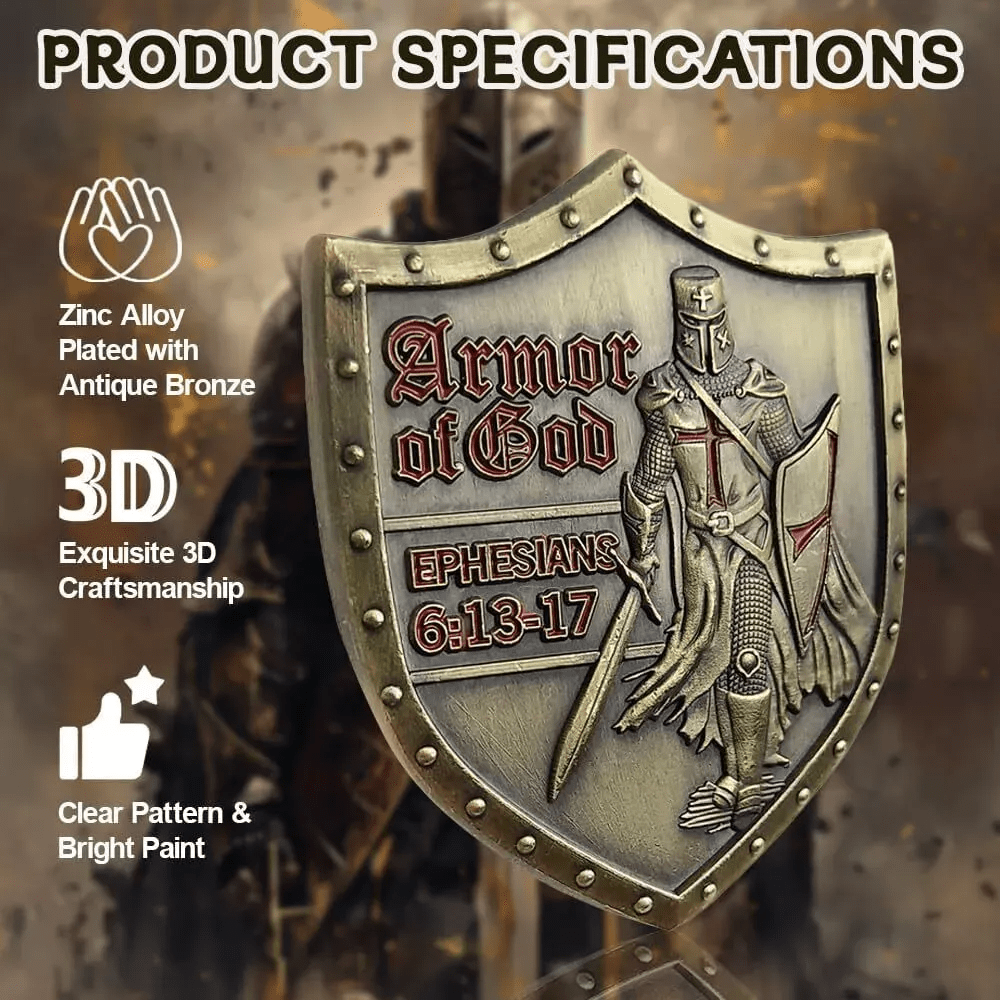 Christianartworkshop Classic Style Armor of God Shield Challenge Coin with Ephesians 6:13–17 - image 6