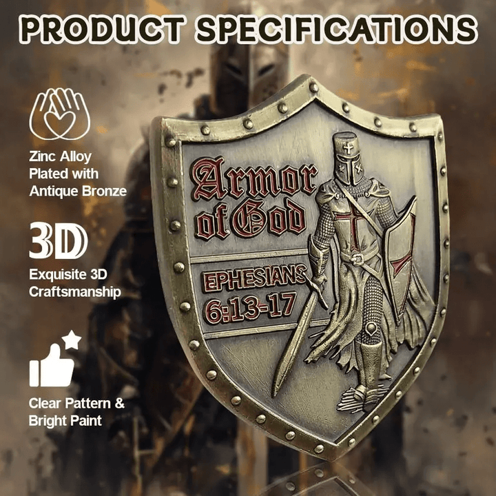 Christianartworkshop Classic Style Armor of God Shield Challenge Coin with Ephesians 6:13–17 - image 6