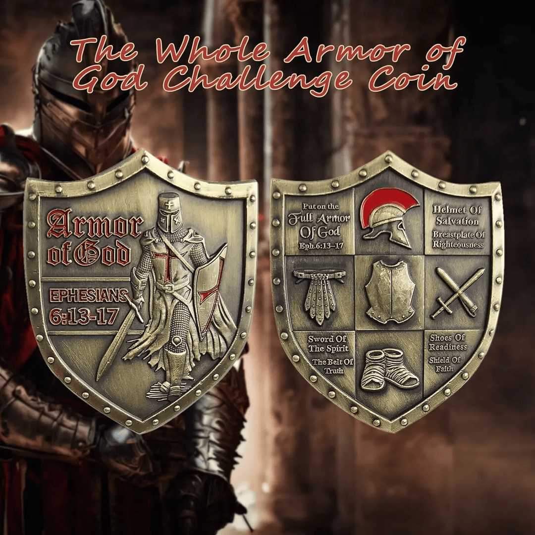 Christianartworkshop Classic Style Armor of God Shield Challenge Coin with Ephesians 6:13–17 - image 4