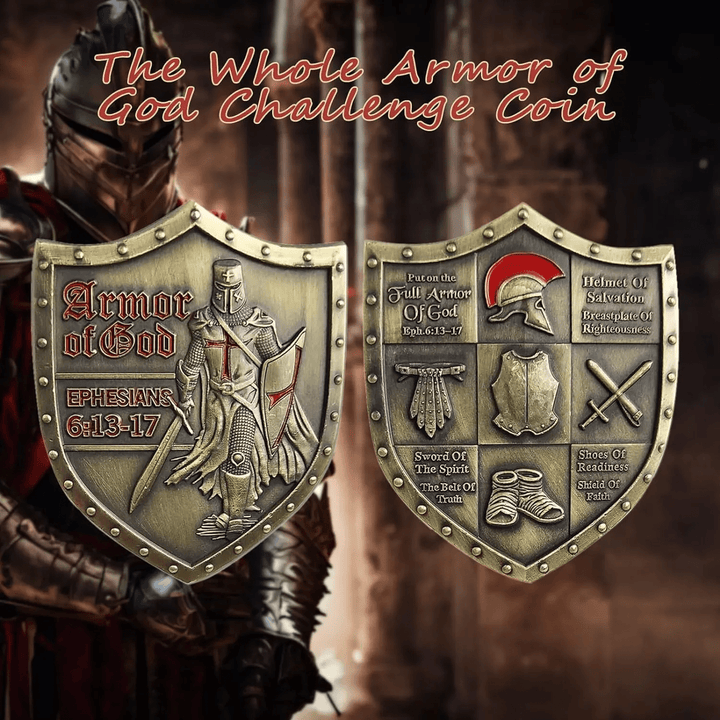 Christianartworkshop Classic Style Armor of God Shield Challenge Coin with Ephesians 6:13–17 - image 4
