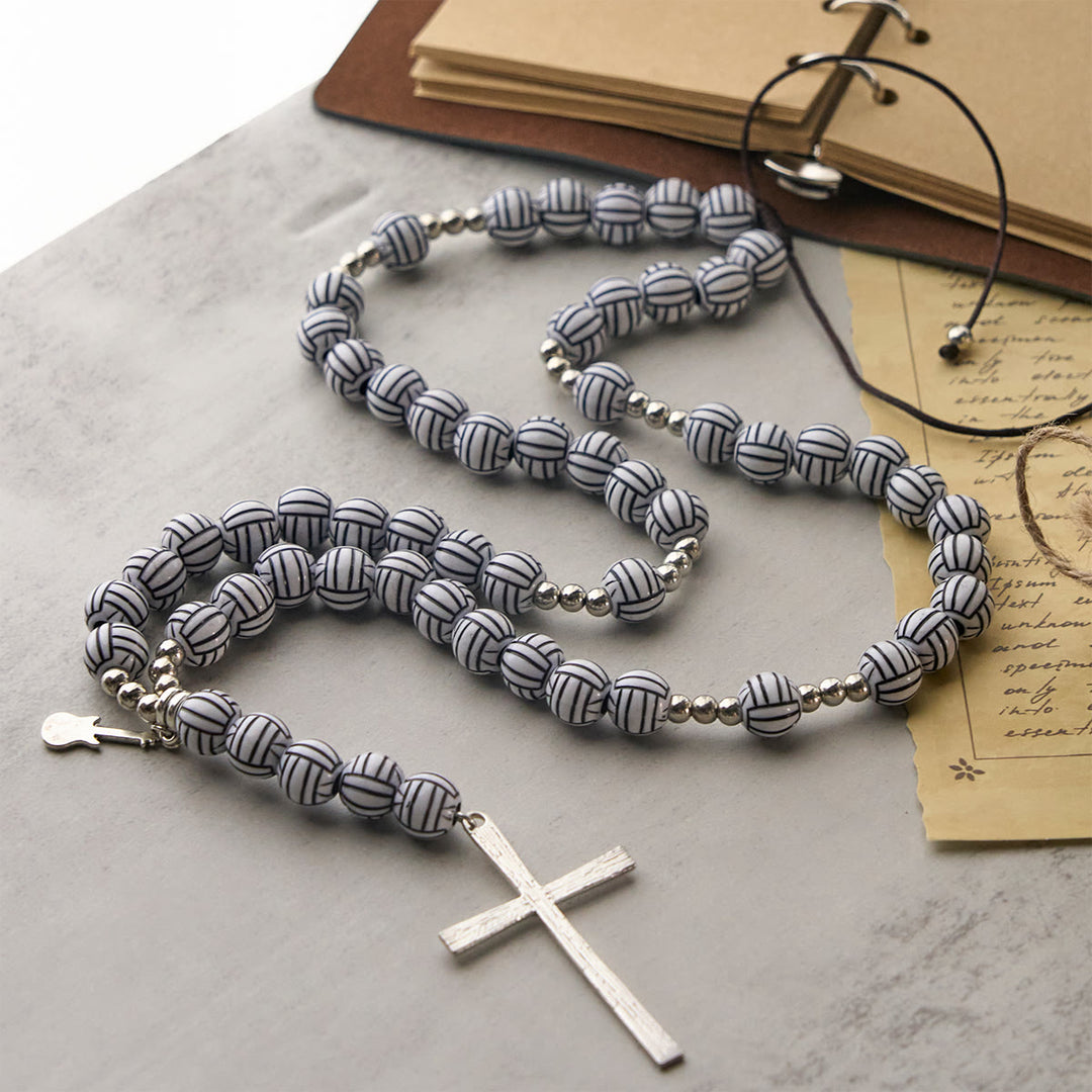 Christianartworkshop Victory in Christ Volleyball Prayer Rosary with Guitar Charm: A Melody of Prayer - image 2