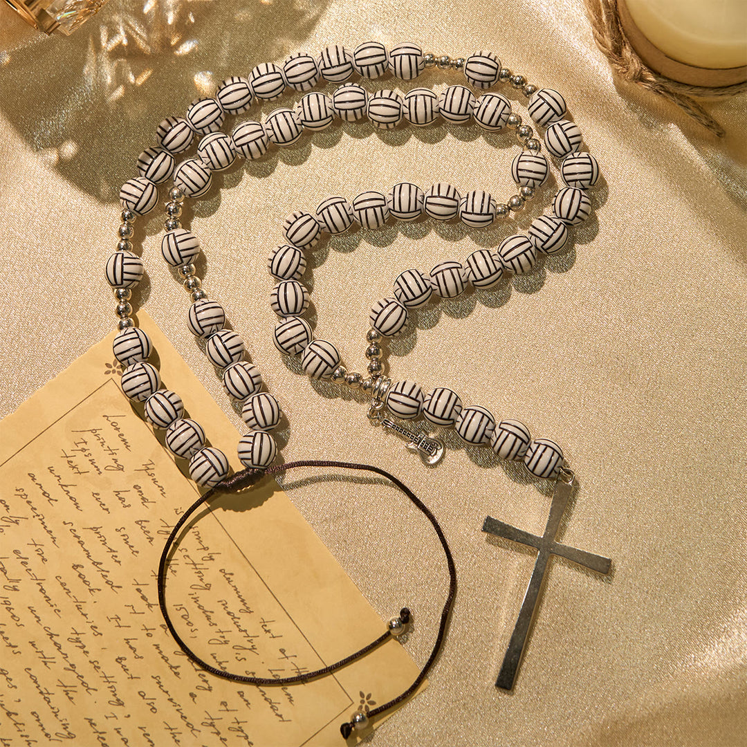 Christianartworkshop Victory in Christ Volleyball Prayer Rosary with Guitar Charm: A Melody of Prayer - image 3