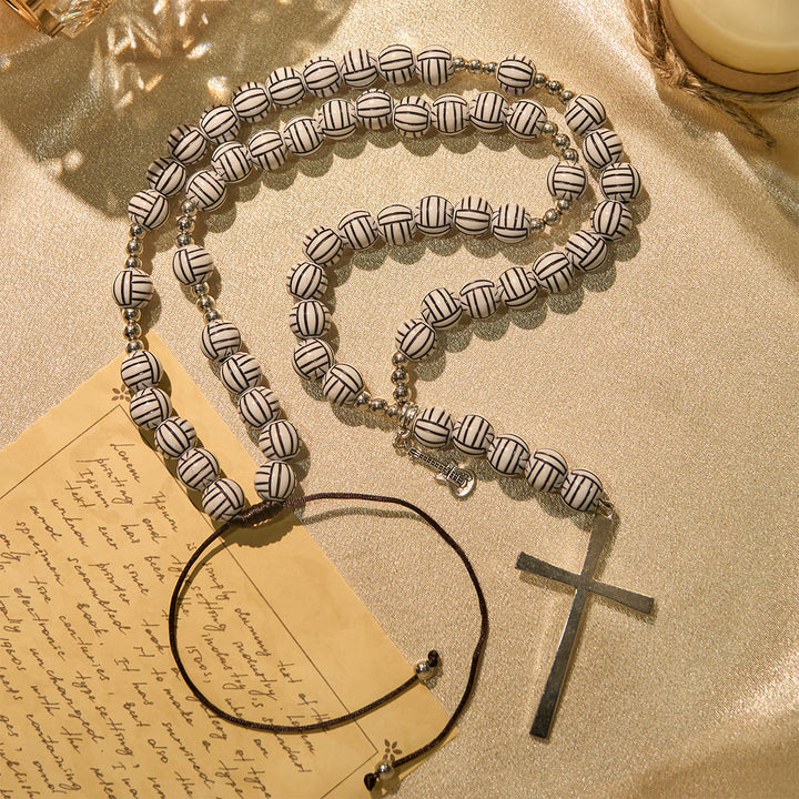 Christianartworkshop Victory in Christ Volleyball Prayer Rosary with Guitar Charm: A Melody of Prayer - image 3