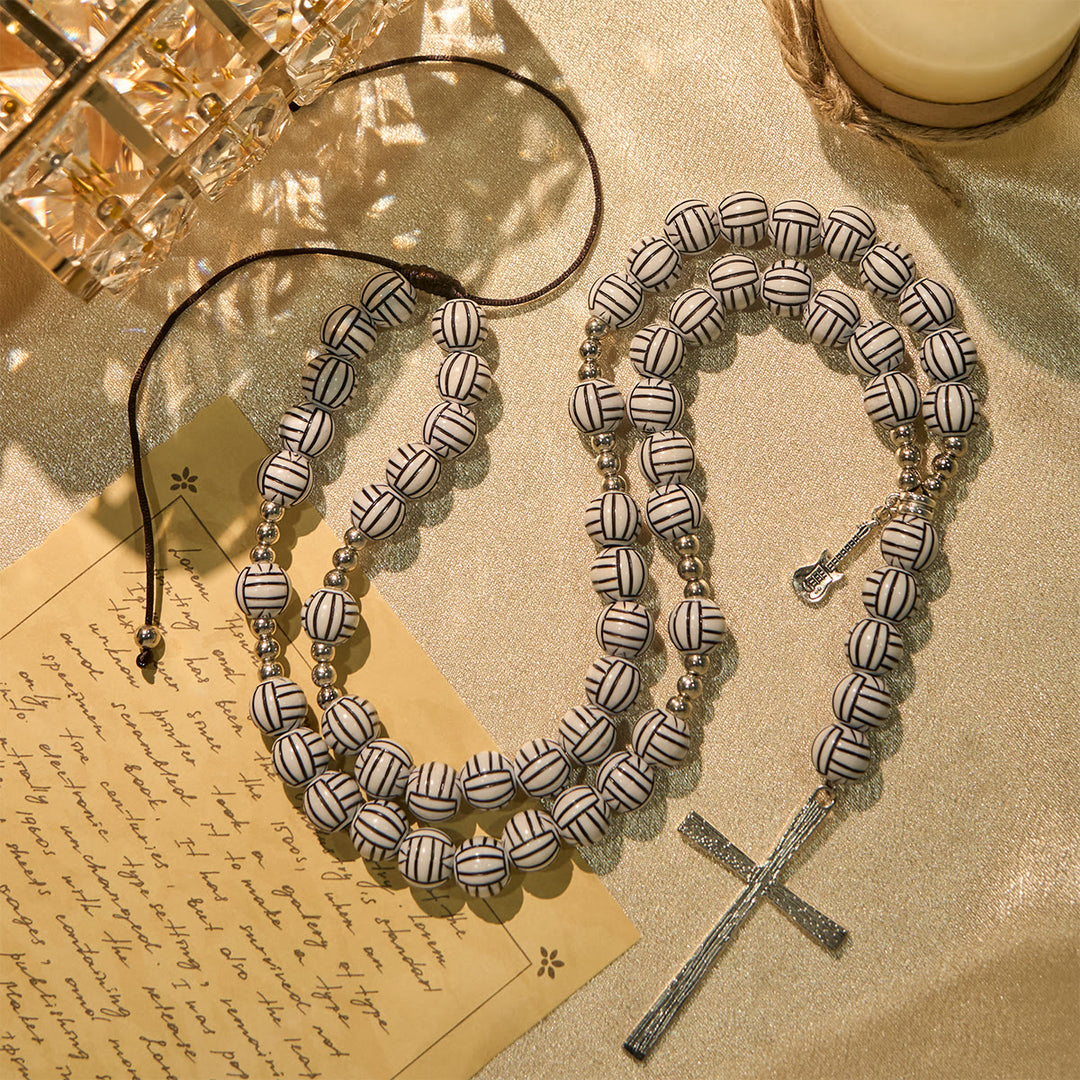 Christianartworkshop Victory in Christ Volleyball Prayer Rosary with Guitar Charm: A Melody of Prayer - image 4