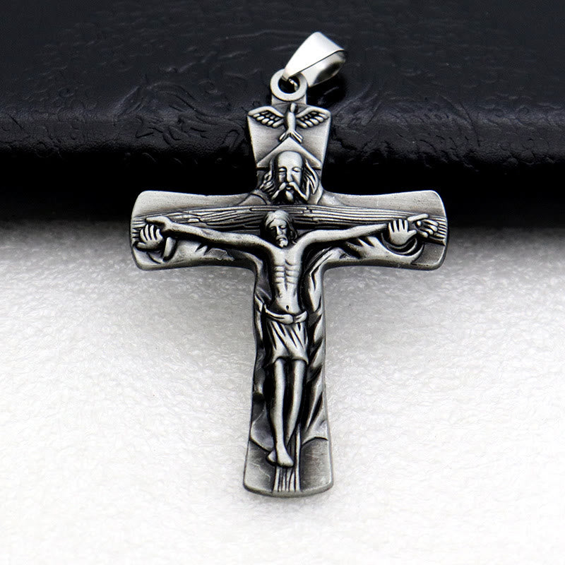 Christianartworkshop Antique Crucifix Keychain with Detailed Craftsmanship: Rare Emblem of Faith for Devout Hearts - Graphite - image 1