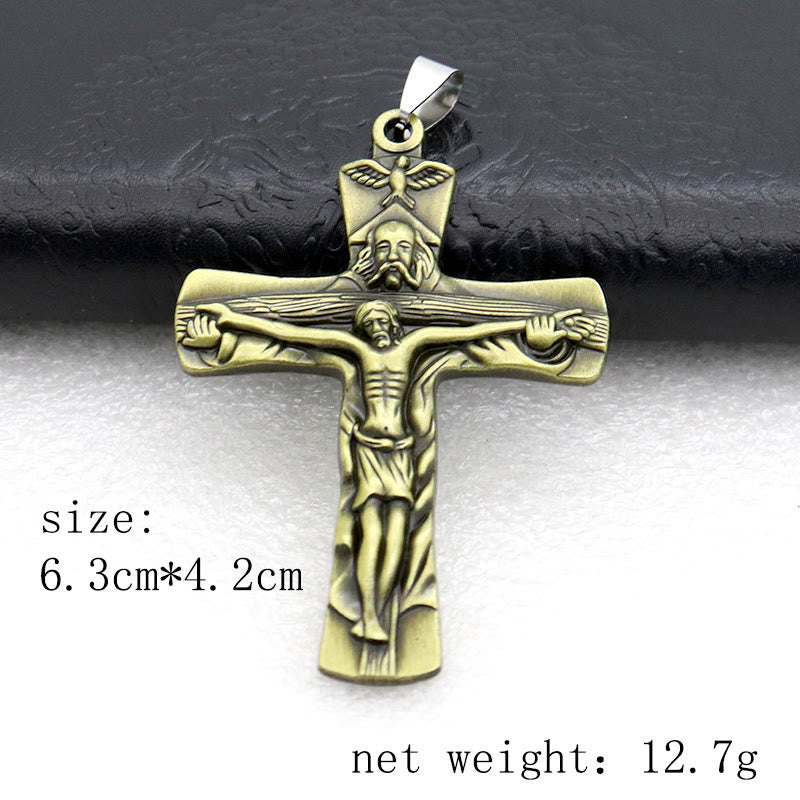 Christianartworkshop Antique Crucifix Keychain with Detailed Craftsmanship: Rare Emblem of Faith for Devout Hearts - Olive - image 3